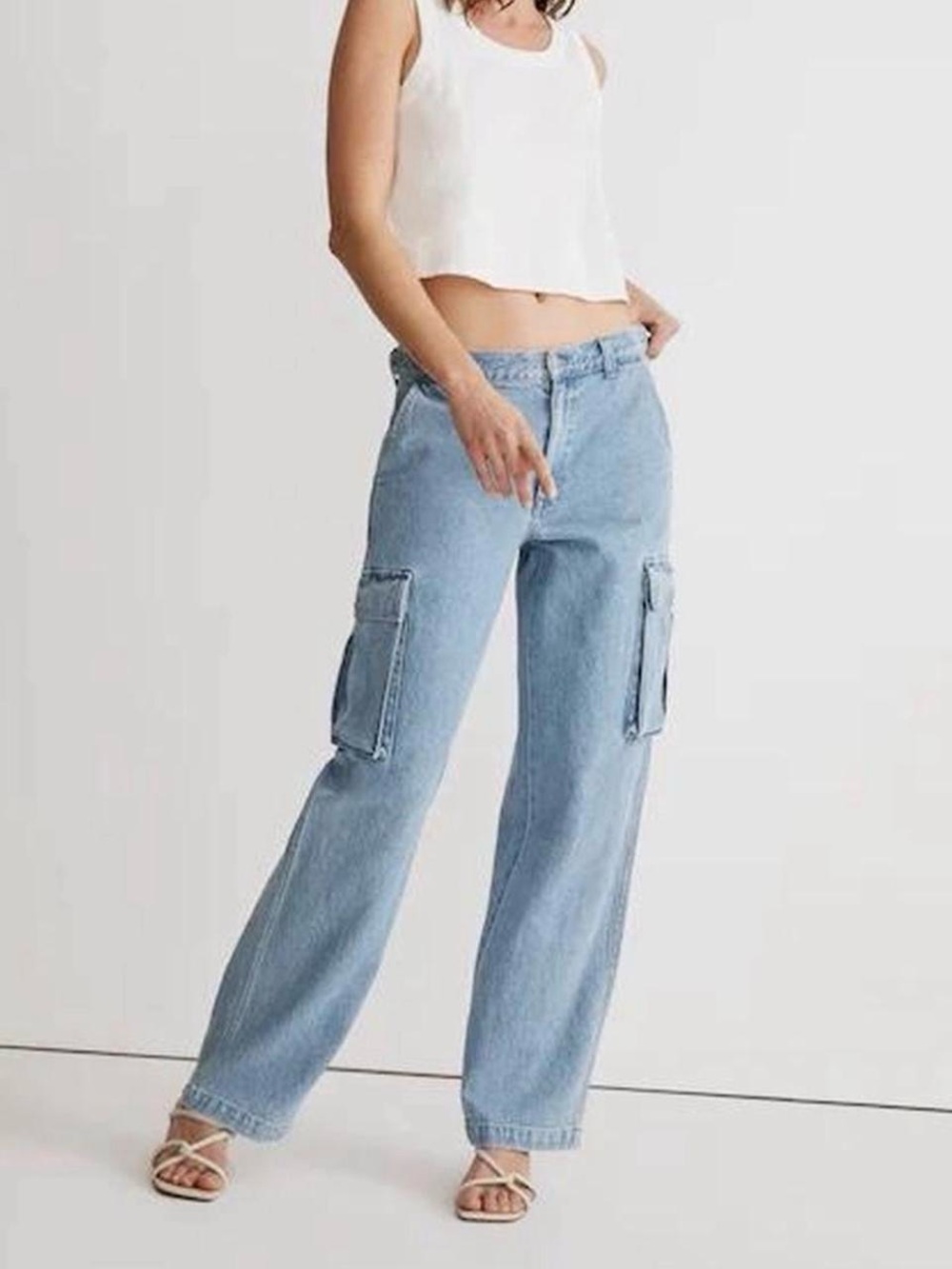 Madewell Low Slung Cargo Jeans Light Wash Size 28